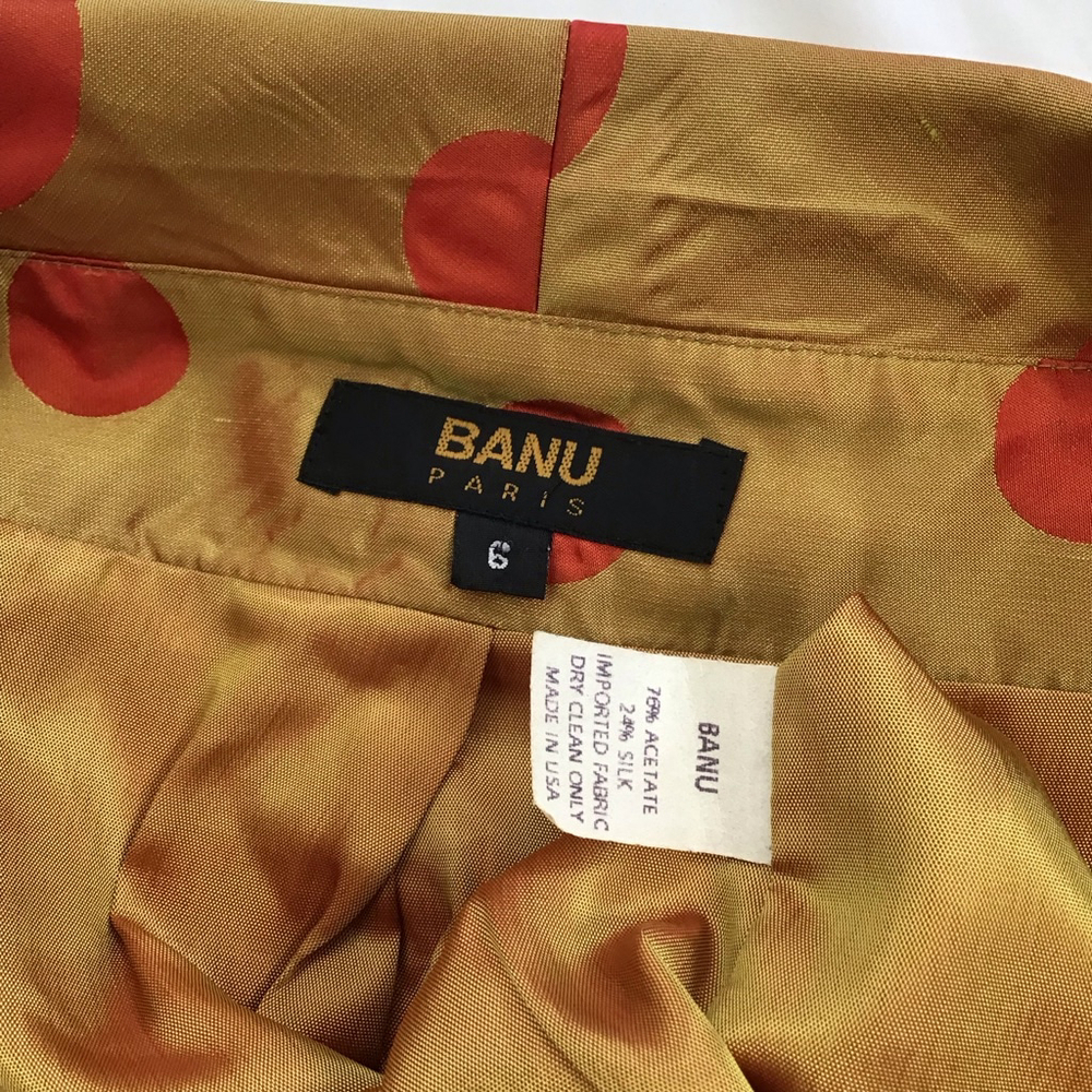 BANU PARIS Women Elegant Gold & Red Polka Dot Blouse Size 6 - Picture 10 of 10